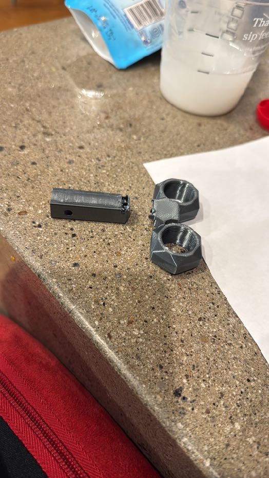 Prototype parts and materials on a counter